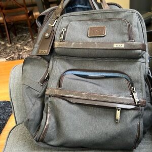 Tumi backpack gray and brown